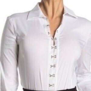 Bailey 44 Crisp White Button-Up Bodysuit